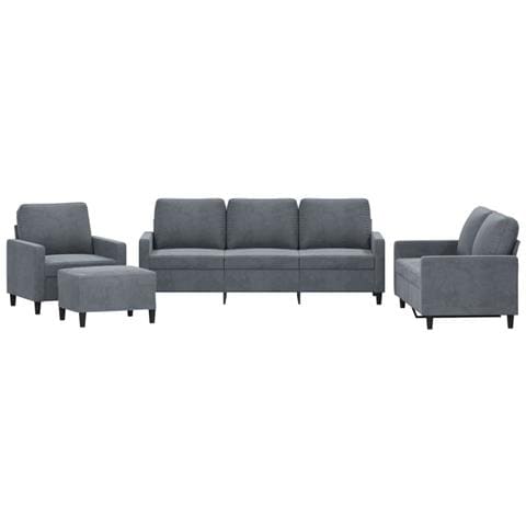 Set di Divani 4 pz con Cuscini Grigio Scuro in Velluto - Foto 1