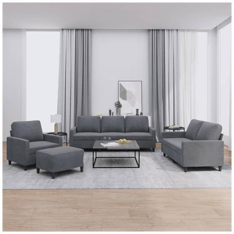 Set di Divani 4 pz con Cuscini Grigio Scuro in Velluto - Foto 2