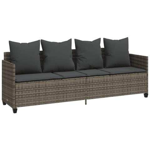Lettino Prendisole con Cuscini Grigio in Polyrattan - Foto 1