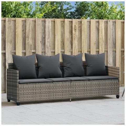 Lettino Prendisole con Cuscini Grigio in Polyrattan - Foto 2