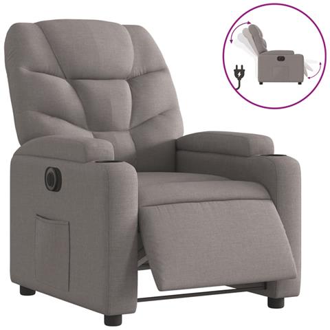 Poltrona Elettrica Reclinabile Tortora in Tessuto - Foto 1