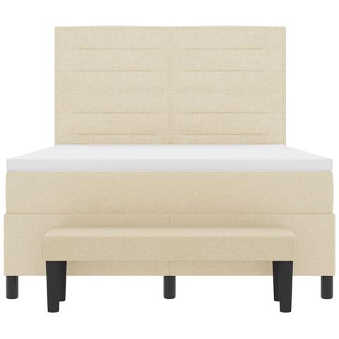 Letto a Molle con Materasso & Panchina Crema 140x190 cm Tessuto - Foto 9