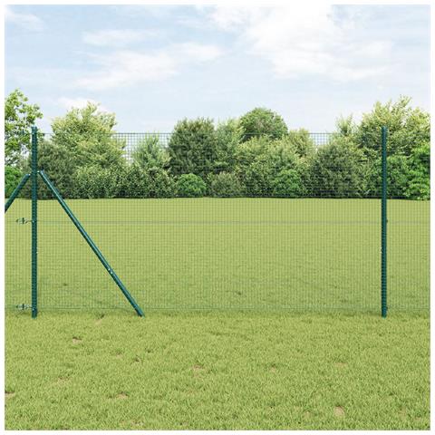 Recinto a Rete Saldata con 13 Pali Verde 1x50 m Acciaio - Foto 2