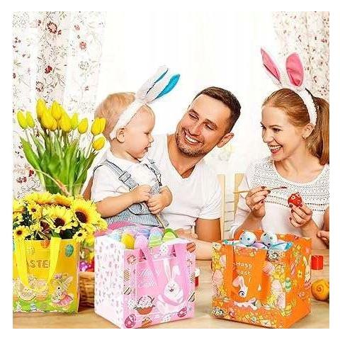 Sacchetti Pasquali Regalo Per La Raccolta Delle Uova Con Manici 12 Pezzi - Foto 2