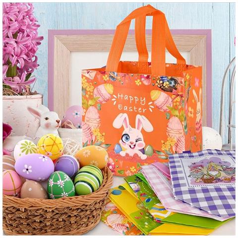 Sacchetti Pasquali Regalo Per La Raccolta Delle Uova Con Manici 12 Pezzi - Foto 4