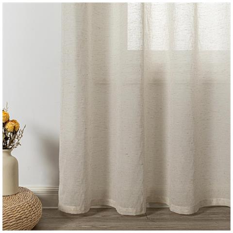 Tende A Occhielli 2 Pezzi Boho Semitrasparenti 260x140 Cm Beige - Foto 2