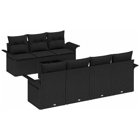 Set Divano da Giardino con cuscino 8 pcs Nero 55 x 55 x 37 cm - Foto 1