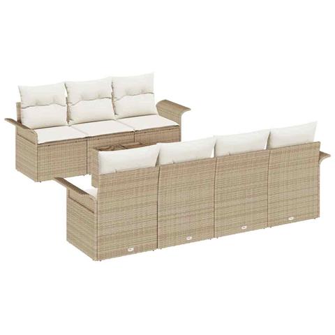 Set Divano da Giardino 8 pcs Beige e Crema 55 x 55 x 37 cm - Foto 1