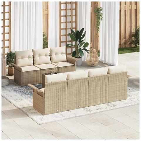 Set Divano da Giardino 8 pcs Beige e Crema 55 x 55 x 37 cm - Foto 2