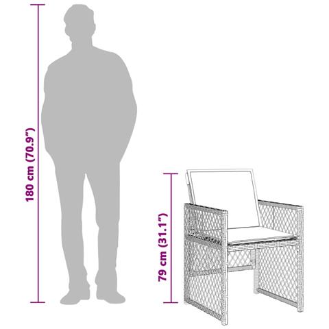 Set da Pranzo da Giardino 11pz con Cuscini in Polyrattan Grigio - Foto 9