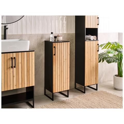 Armadietto Da Bagno Miscanti Legno Di Bambù 30 Cm Marrone Chiaro - Foto 1