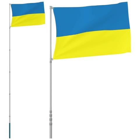 Asta e Bandiera Ucraina 5,55 m Alluminio - Foto 1