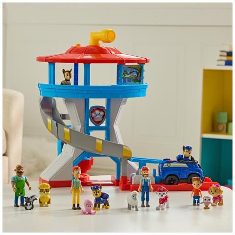 PAW Patrol, Quartier Generale, con Lanciatore per Veicoli, 2 Personaggi, Veicolo della Polizia di Chase e Accessori, Giocattolo per Bambini e Bambine, 3+ Anni - Foto 9