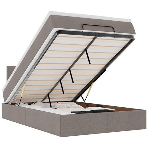 Struttura Letto Pouf con Materasso Tortora 120x200cm in Tessuto - Foto 1