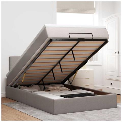 Struttura Letto Pouf con Materasso Tortora 120x200cm in Tessuto - Foto 2