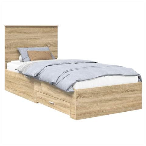 Struttura del letto con testiera Rovere Sonoma 100 x 200 cm - Foto 1