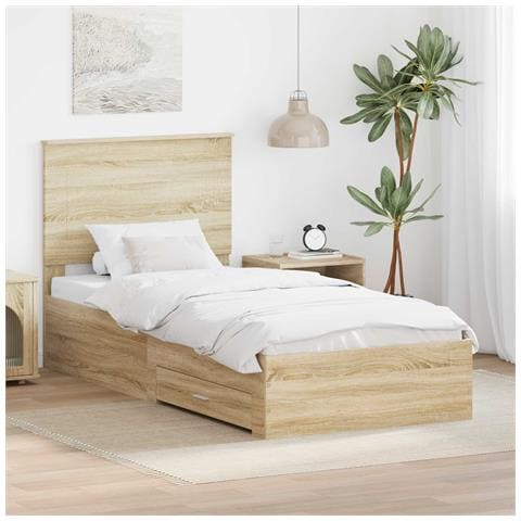Struttura del letto con testiera Rovere Sonoma 100 x 200 cm - Foto 2