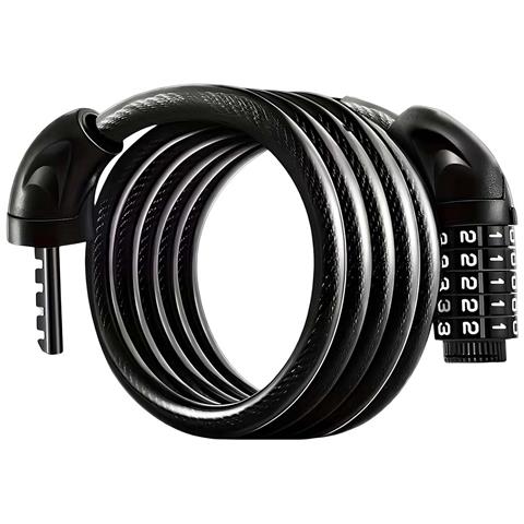 Antifurto Cavo A Spirale A Combinazione 5 Cifre 120cm Con Testa In Ferro - Foto 2