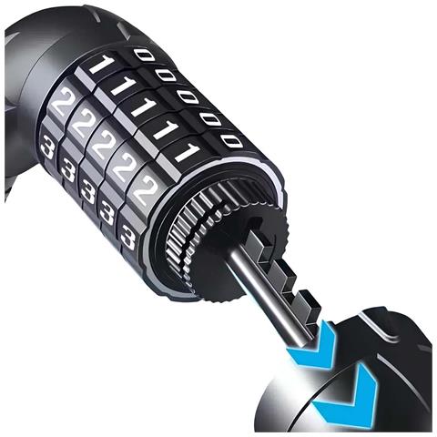 Antifurto Cavo A Spirale A Combinazione 5 Cifre 120cm Con Testa In Ferro - Foto 5