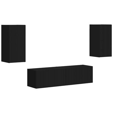 Set mobile TV 4 pcs Nero Legno multistrato - Foto 1