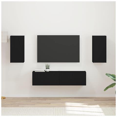 Set mobile TV 4 pcs Nero Legno multistrato - Foto 2