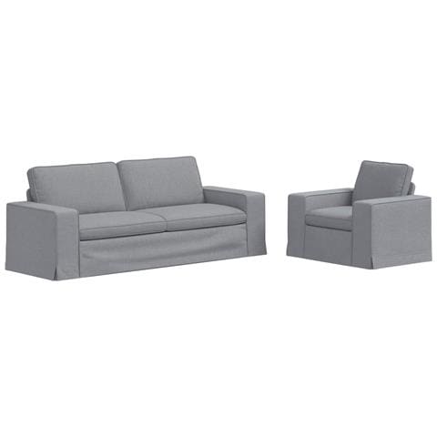 Divano 2 pcs Grigio chiaro 182 x 80 x 82 cm Tessuto - Foto 1