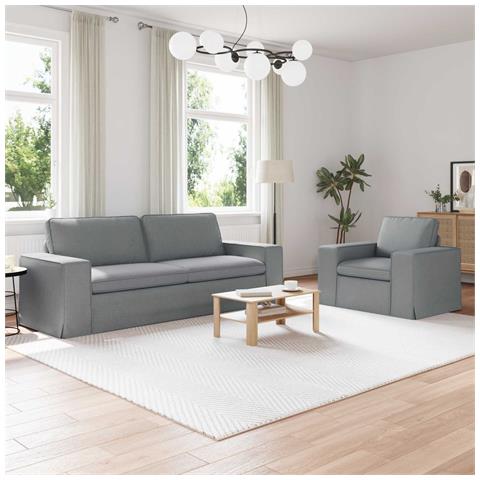 Divano 2 pcs Grigio chiaro 182 x 80 x 82 cm Tessuto - Foto 2