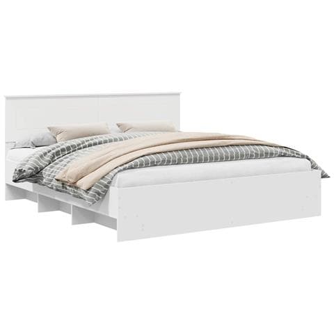 Struttura del letto Bianco 200 x 200 cm Legno multistrato - Foto 1