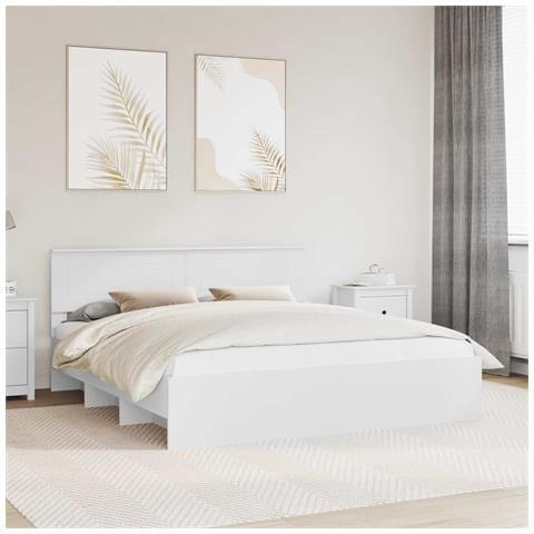 Struttura del letto Bianco 200 x 200 cm Legno multistrato - Foto 2