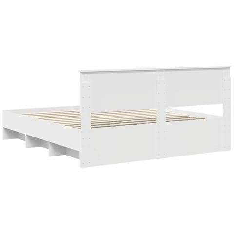 Struttura del letto Bianco 200 x 200 cm Legno multistrato - Foto 9