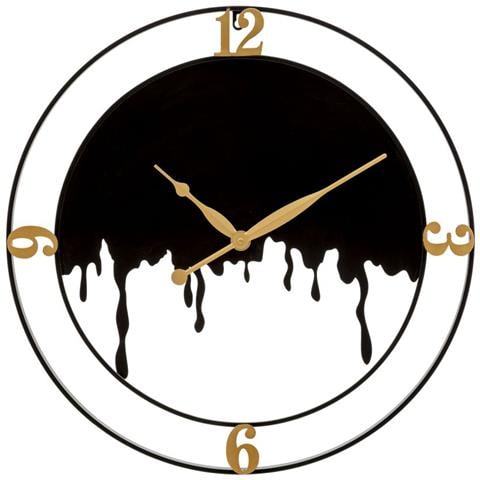 Orologio Da Parete Splash In Ferro Nero E Oro Effetto Colata - Foto 1