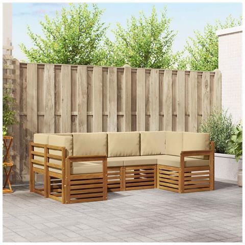 Set divani con cuscino 20 pcs Naturale Legno di Acacia Massello - Foto 2