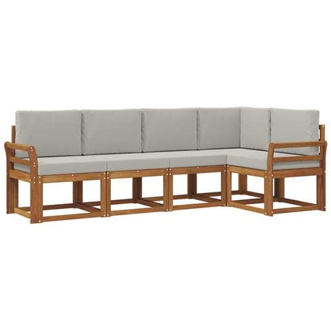 Set di divani con cuscino 5 pcs Grigio Naturale e Chiaro - Foto 1