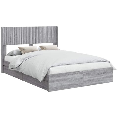 Struttura del letto con stoccaggio e testata Sonoma grigio - Foto 1