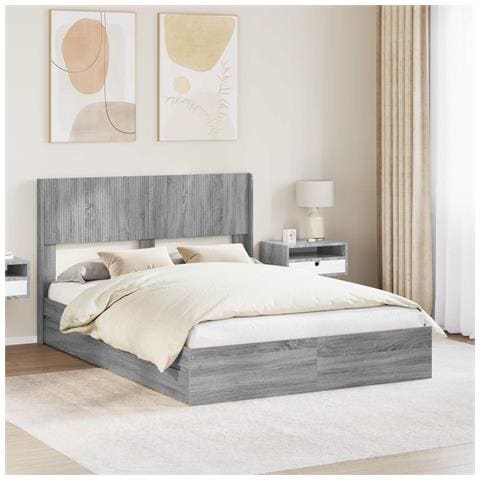 Struttura del letto con stoccaggio e testata Sonoma grigio - Foto 2