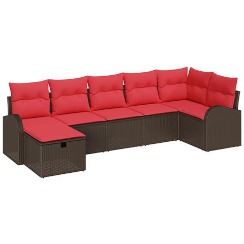 Set di divani con cuscino Marrone e Rosso polyrattan - Foto 1