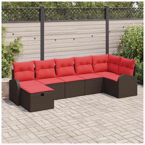 Set di divani con cuscino Marrone e Rosso polyrattan - Foto 2