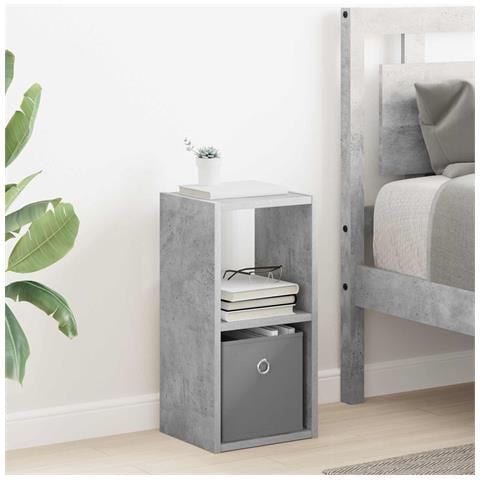 Comodino Grigio cemento 25,5 x 22 x 49,5 cm Legno multistrato - Foto 2