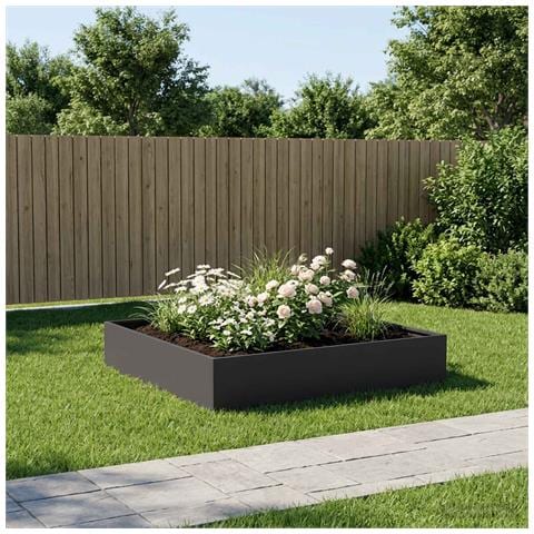 Vaso da giardino Nero 80 x 80 x 20 cm Acciaio laminato a freddo - Foto 2