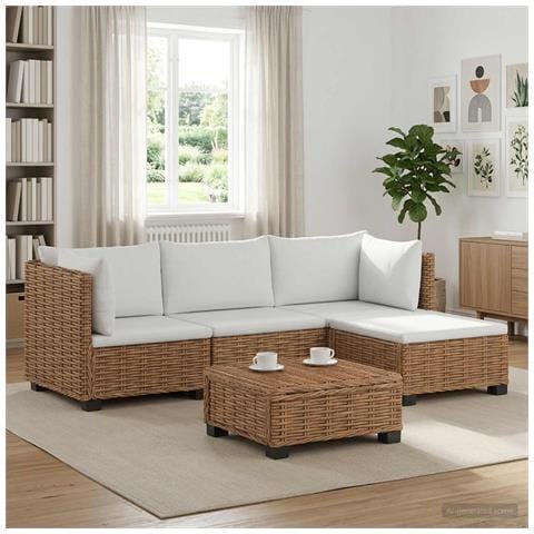 5 pz Set Lounge in Rattan con Cuscini GENDT Rattan naturale - Foto 10