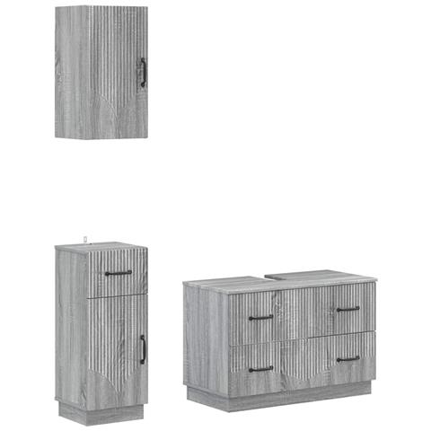 Set di armadietti da bagno in 3 pezzi HOORN Sonoma grigio - Foto 1