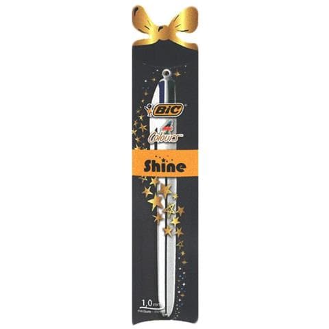 1 Penna A Sfera Bic 4 Colori Shine Christmas Silver Multicolore Punta 1 Mm - Foto 1