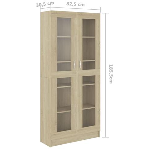 Armadietto Vetrina Rovere Sonoma 82,5x30,5x185,5 cm Multistrato - Foto 8