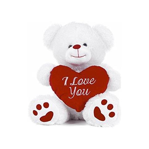 Bianco Orsacchiotto Tengono Cuore Rosso Con Ti Amo Scritto Su Di Esso (bianco 8)  - Foto 1