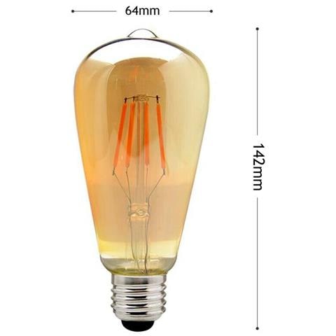Lampadina Led Luce Calda 8w Filamento In Vetro Ambrato Vintage E27 8 W T64-oc - Foto 1