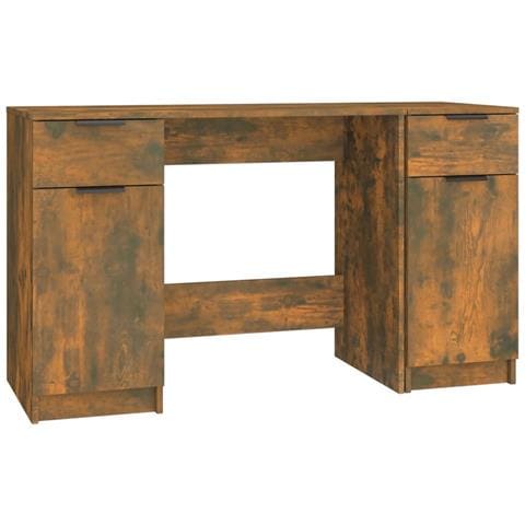 Scrivania Con Mobile Laterale Rovere Fumo In Legno Multistrato - Foto 1