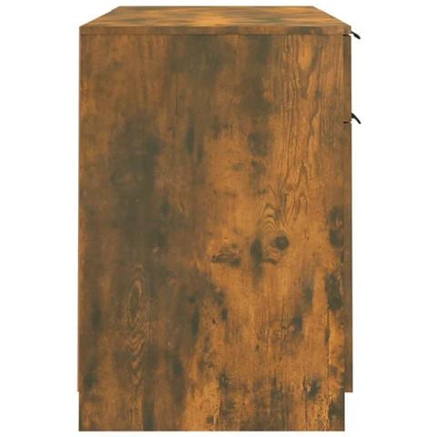 Scrivania Con Mobile Laterale Rovere Fumo In Legno Multistrato - Foto 2