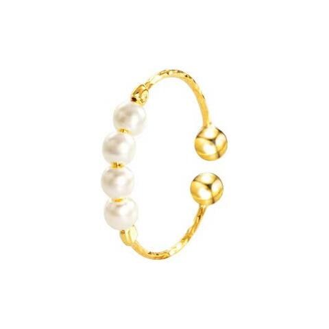 Anello Antistress Regolabile Con Perline Girevoli Gold S - Foto 1