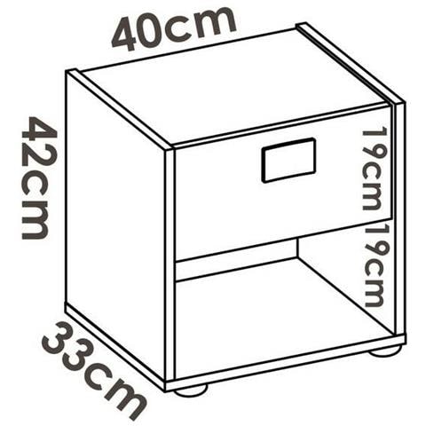 Comodino Catinaccio, Tavolino Da Notte, Comò Basso A 1 Cassetto, 40x33h42 Cm, Bianco E Rovere - Foto 4