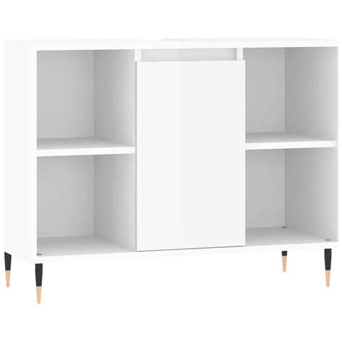 Armadietto Bagno Bianco Lucido 80x33x60cm In Legno Multistrato - Foto 1